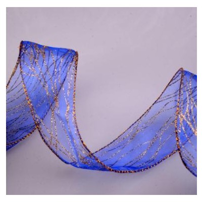 6cm深蓝色烫金丝热切丝带 圣诞节空间装饰气氛布置压边礼品带