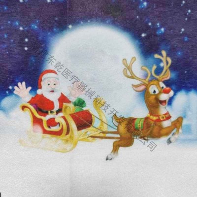圣诞老人马车印花图案  圣诞系列水刺无纺布泉州厂家直销