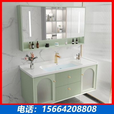 湖南浴室柜陶瓷一体盆卫生间智能现代简约洗漱台实木卫浴洗手盆柜